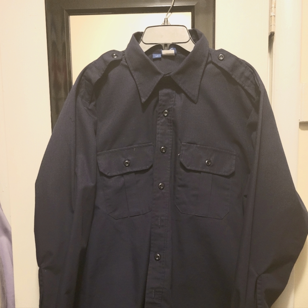 Blue long sleeve uniform shirt size L